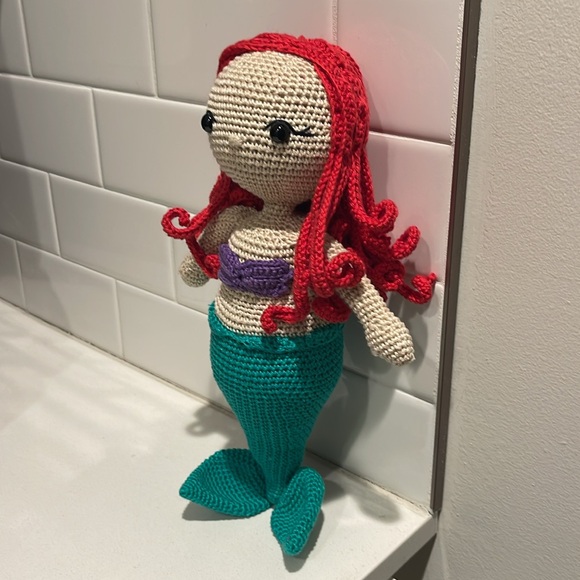 Handcrafted Ariel Little Mermaid Doll Crochet Decor Toy Disney Sea Ocean - Picture 2 of 13